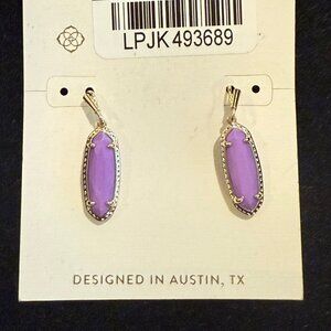 Kendra Scott Eva Drop Earrings - Purple Magnesite: 14K Gold - on card